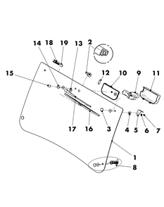 Euro Cab Front Glass Diagram and Parts List for 46F 4X4-1I018G-1I019G-37ACH010 Cub Cadet Lawn Tractor Accessories
